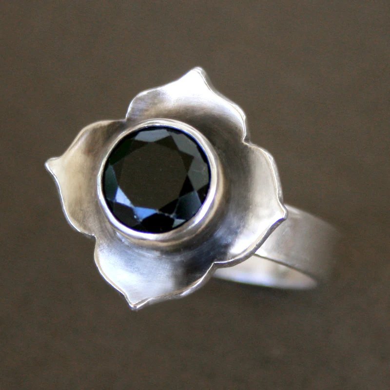 Sterling Silver Bezel Set Flower Ring