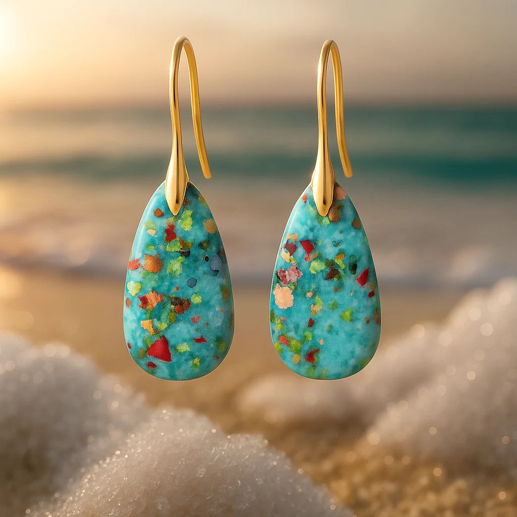 Teardrop Stone Resin Composite Earrings