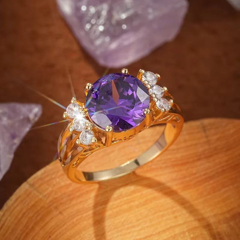 Cushion Cut Amethyst Split Shank Ring