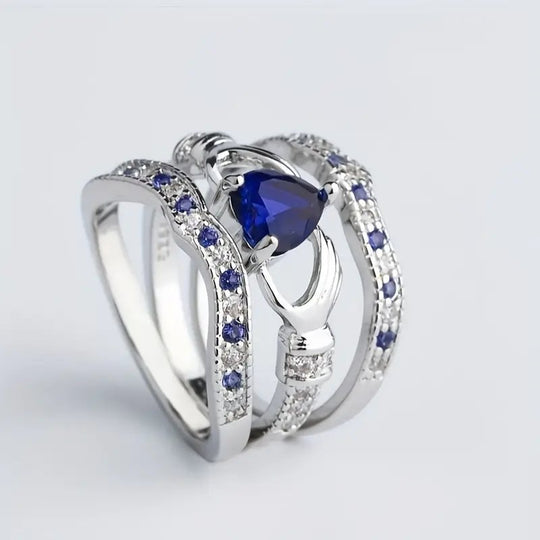 Sterling Silver Sapphire Interlocking Ring