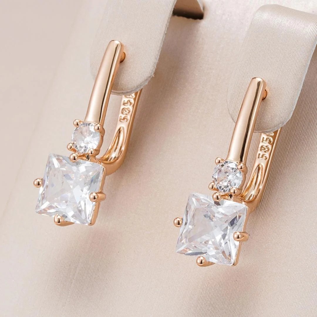 Square Zirconia Drop Leverback Earrings