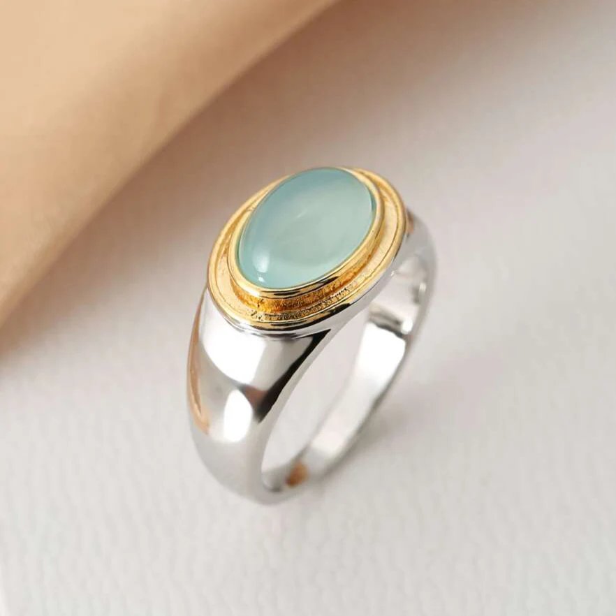 Two-Tone Bezel Set Cabochon Ring