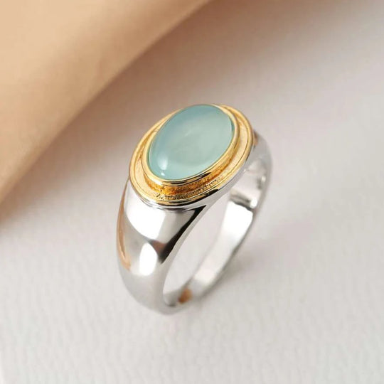 Two-Tone Bezel Set Cabochon Ring