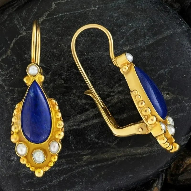 Gold-Plated Pearl Teardrop Leverback Earrings