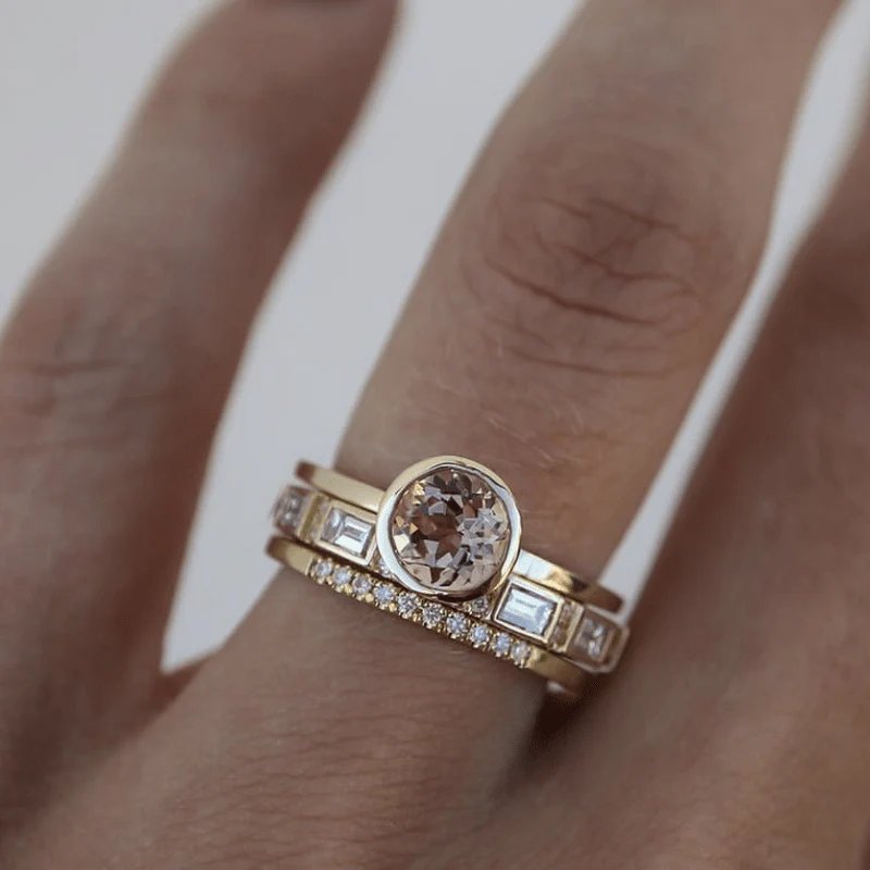 Bezel Set Round Stone Stacking Ring