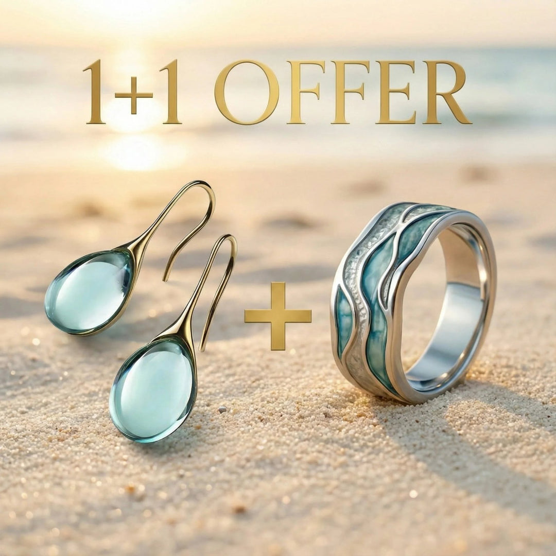 Gold-Plated Wave Ring & Teardrop Earrings Set