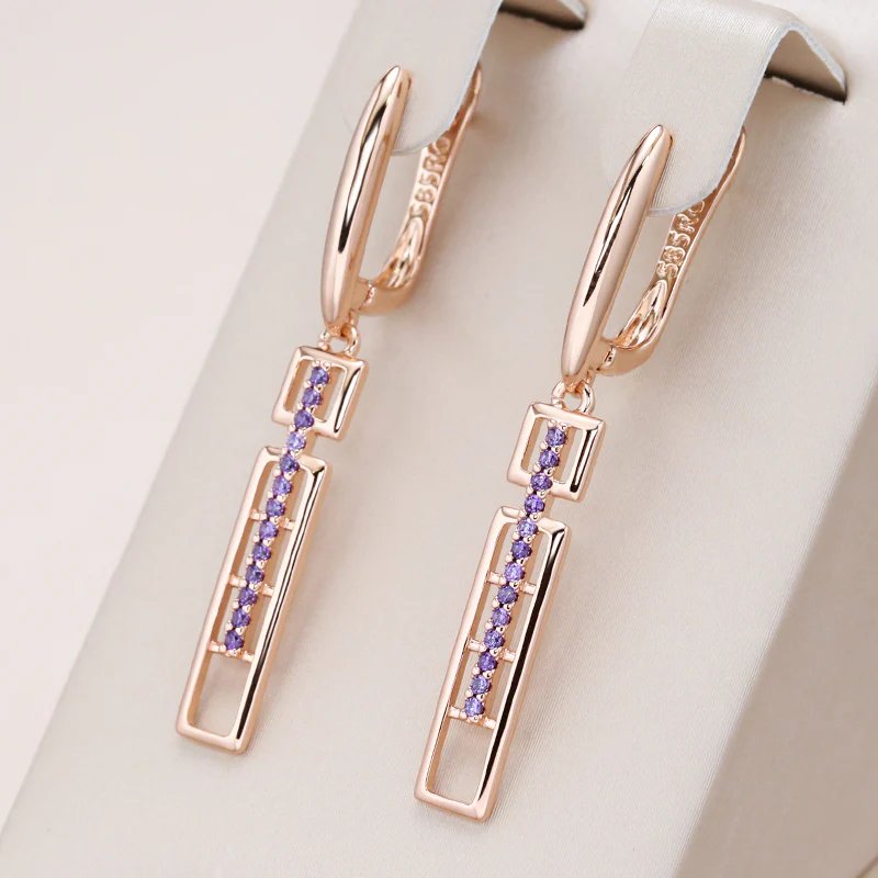 Gold Rectangular Drop Earrings with Accents