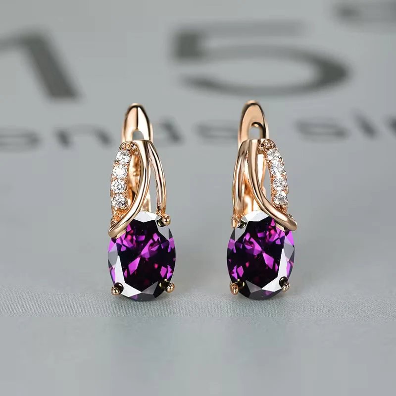 Gold Amethyst Hoop Earrings