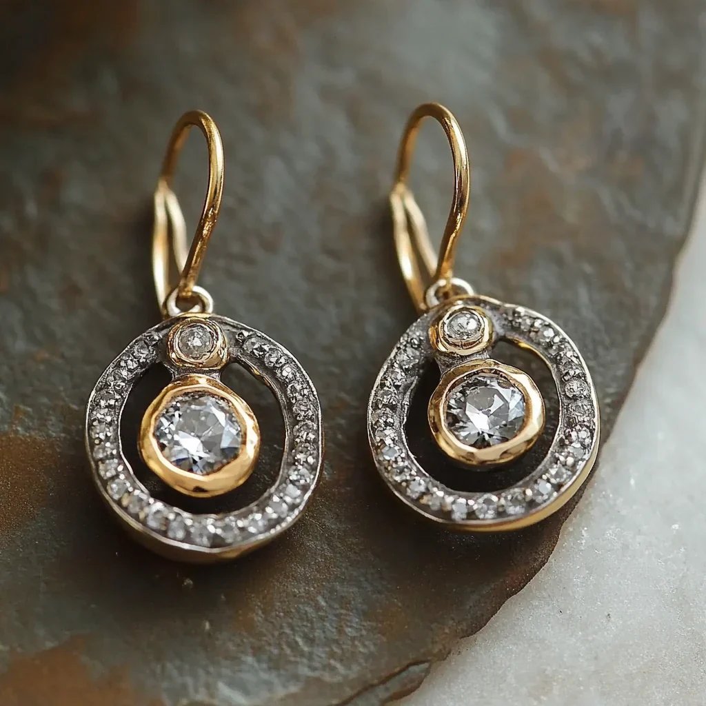 Halo Set Cubic Zirconia Drop Earrings