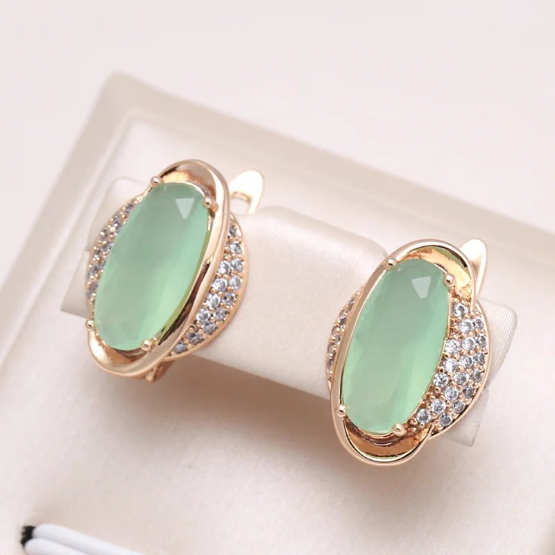 Oval Stud Earrings with Pavé Setting