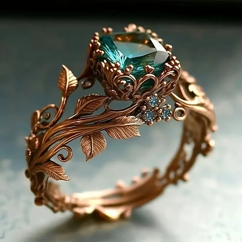 Gold Leaf Motif Statement Ring