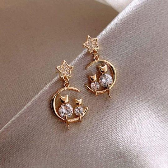 Star Moon Drop Earrings