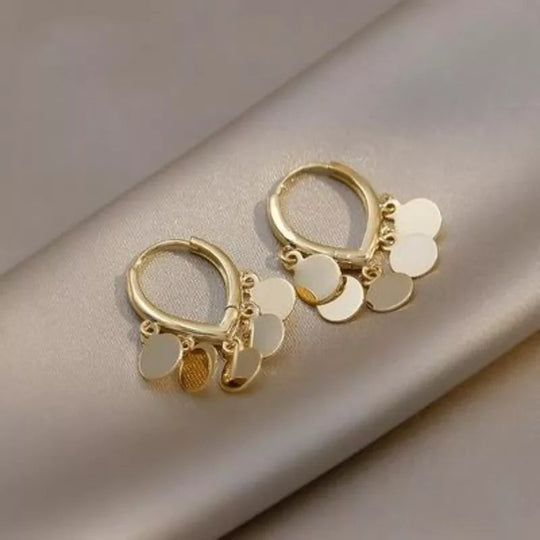 Gold-Plated Disc Charm Hoop Earrings