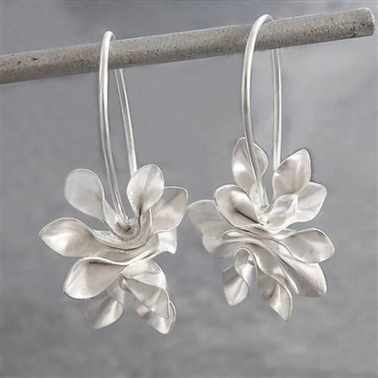 Handcrafted Sterling Silver Flower Drop Earrings