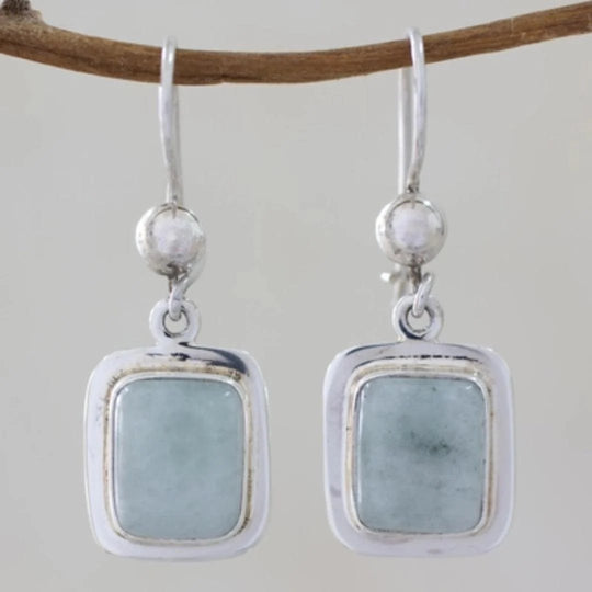 Sterling Silver Rectangular Drop Earrings