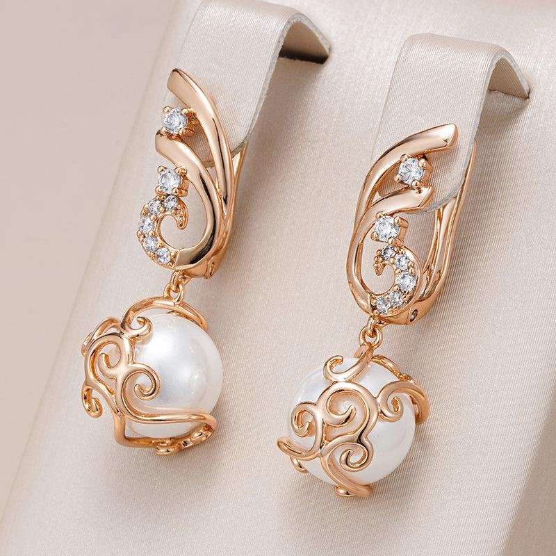 Gold Pearl Drop Earrings