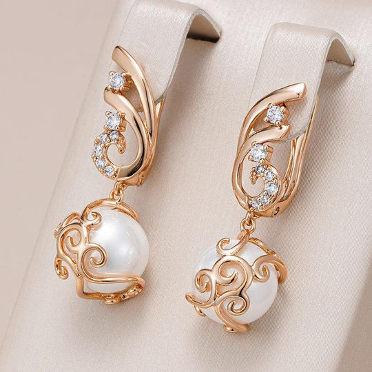 Gold Pearl Drop Earrings