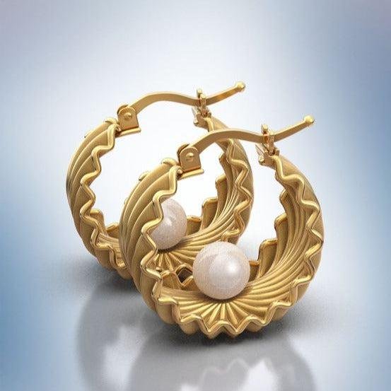 Twisted Metal Pearl Accent Hoop Earrings