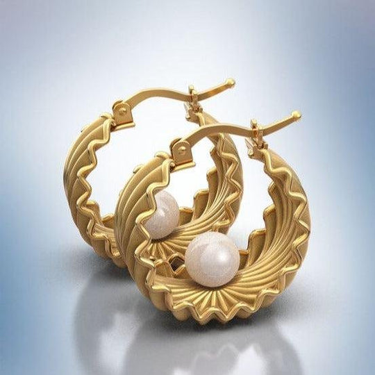 Twisted Metal Pearl Accent Hoop Earrings