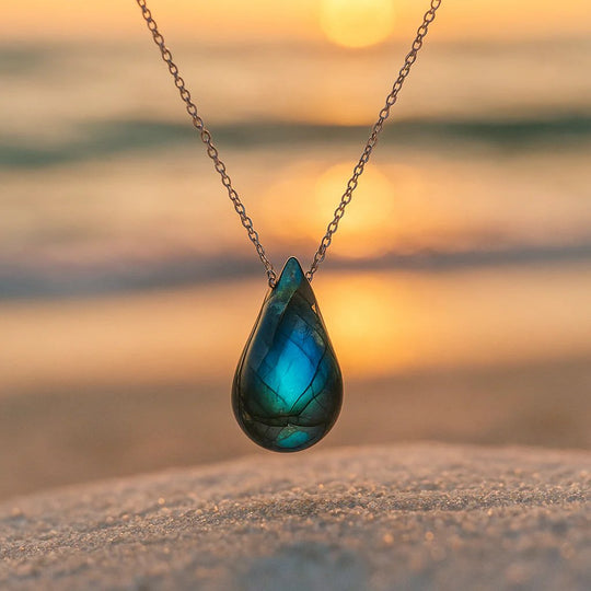 Teardrop Labradorite Chain Necklace