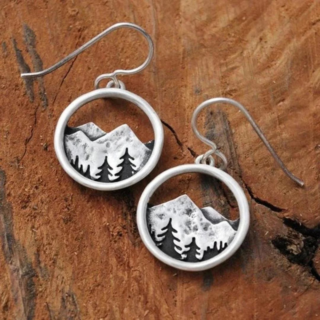 Sterling Silver Mountain Forest Earrings