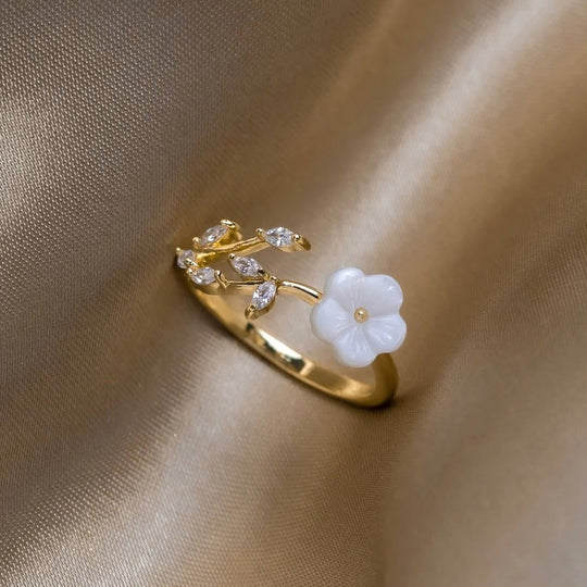 Gold-Plated Open Band Floral Ring