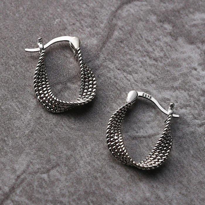 Twisted Rope Sterling Silver Hoop Earrings
