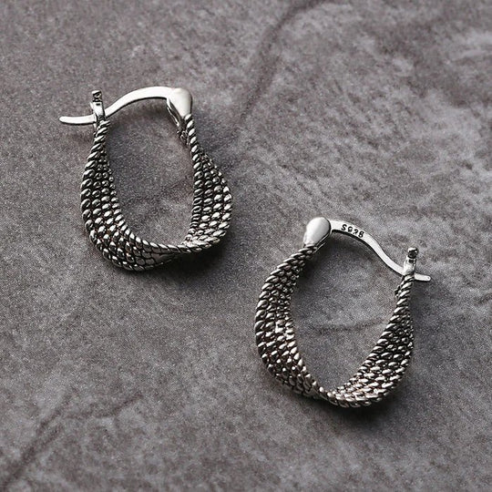 Twisted Rope Sterling Silver Hoop Earrings