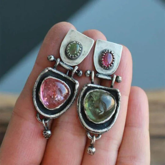 Sterling Silver Multi-Stone Drop Earrings