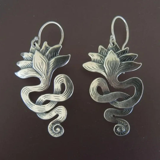 Handcrafted Sterling Silver Snake Earrings