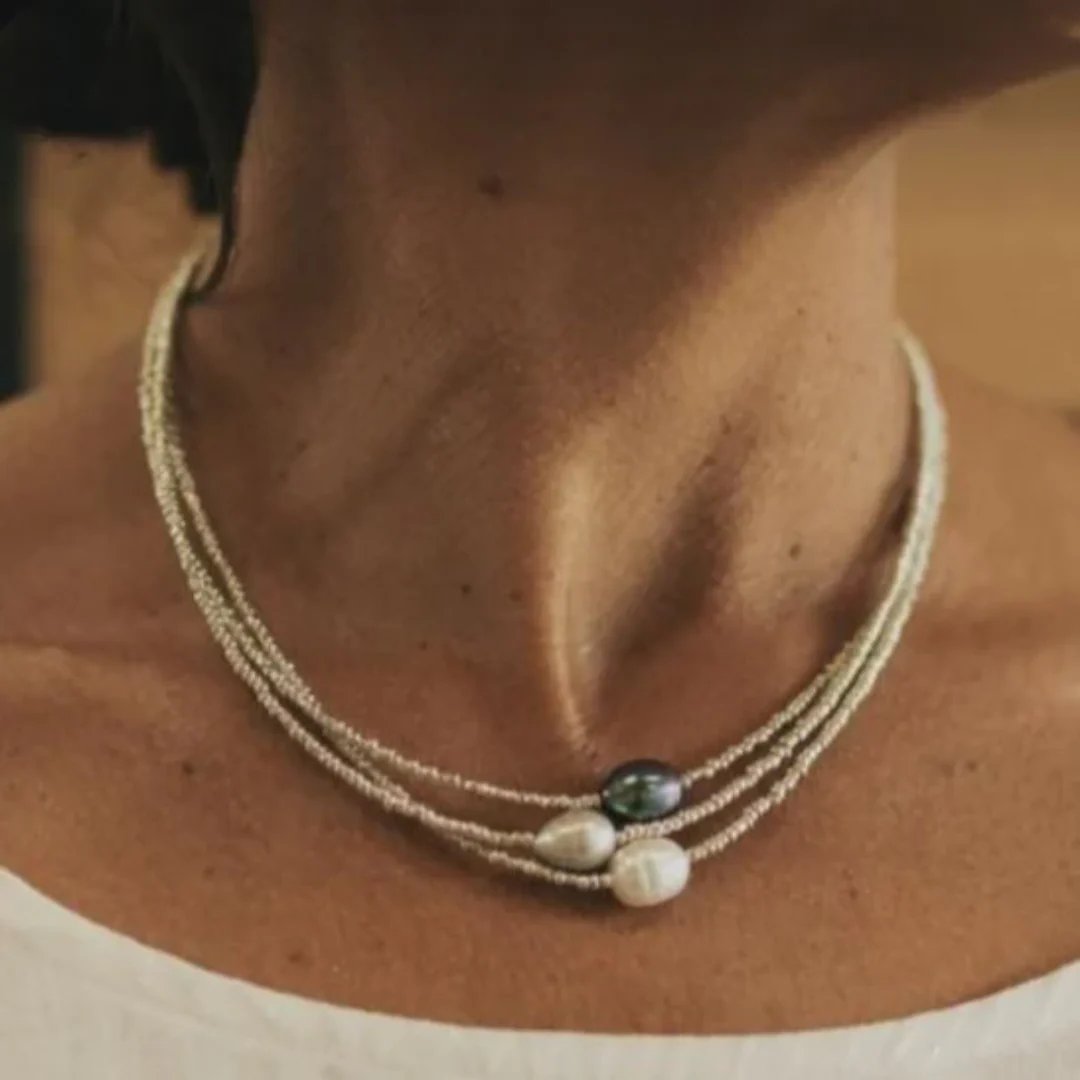 Layered Baroque Pearl Chain Necklace