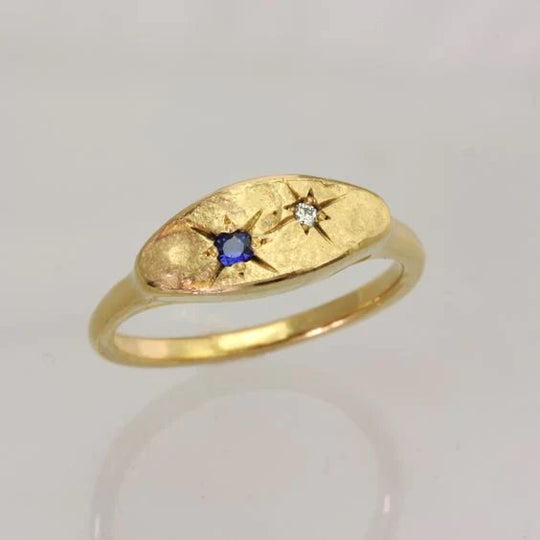 Gold-Plated Star Signet Ring