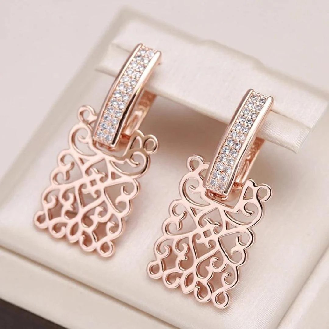 Filigree Drop Hoop Earrings