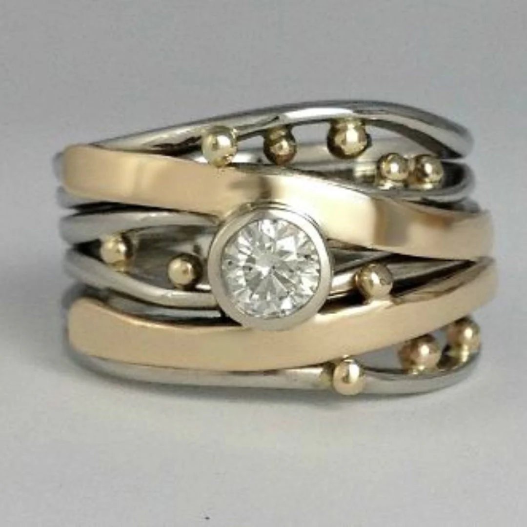 Multi-Band Bezel Set Diamond Ring