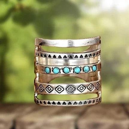 Stacked Turquoise Stone Boho Ring