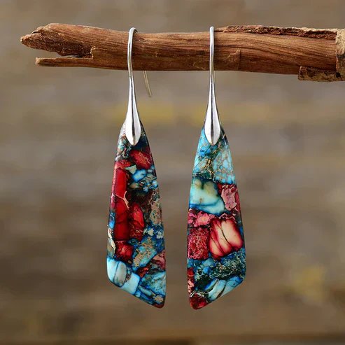 Drop Shape Multi-Stone Statement Earrings