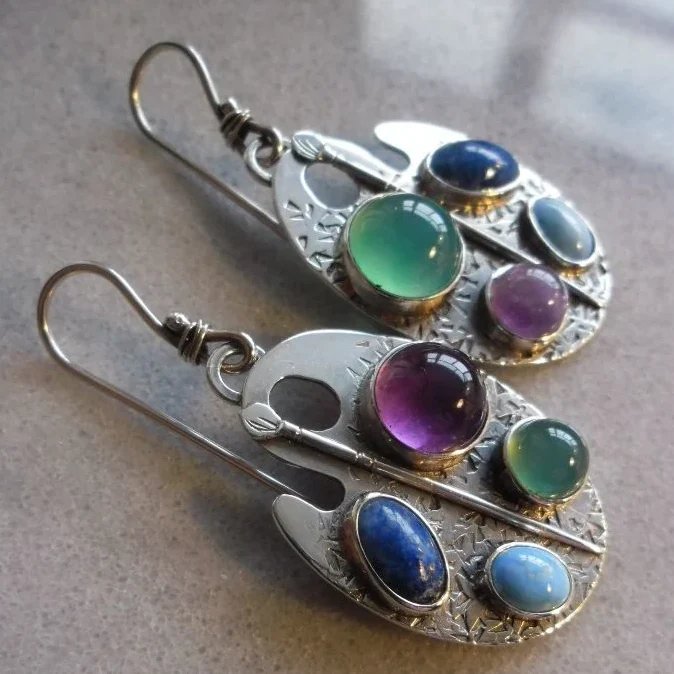 Multi-Stone Sterling Silver Drop Earrings