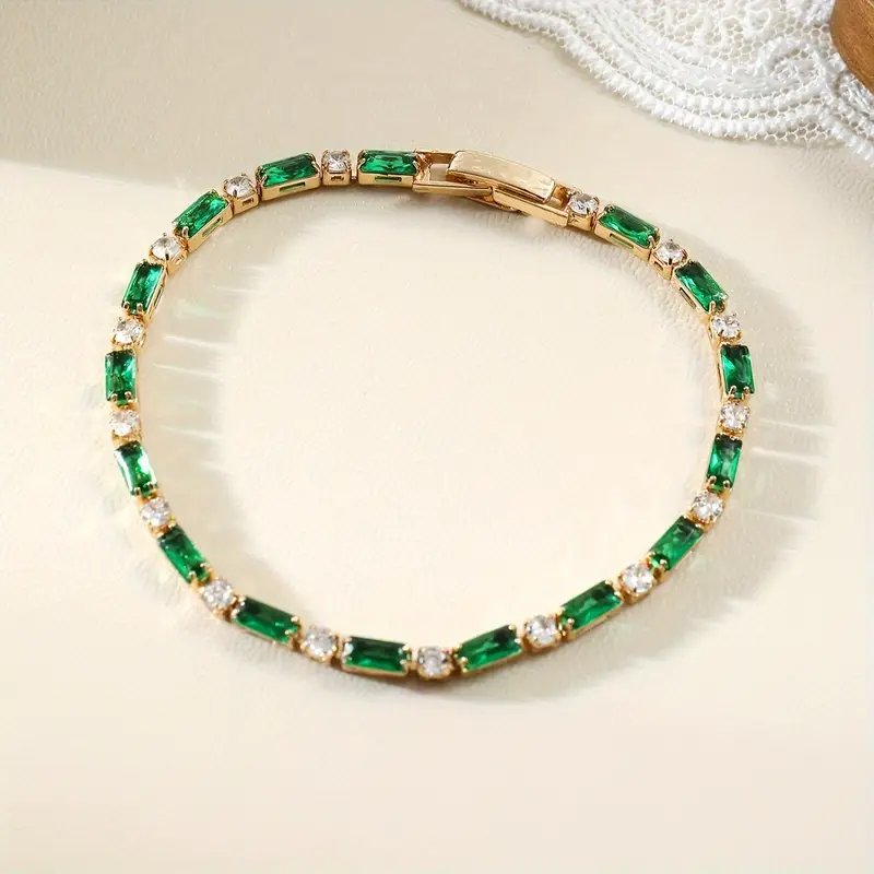 Alternating Tennis Bracelet with Rectangular Stones