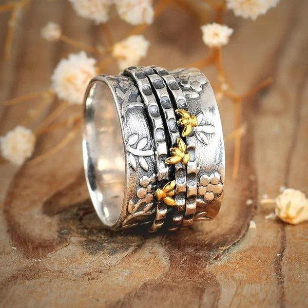 Floral Embossed Sterling Silver Ring