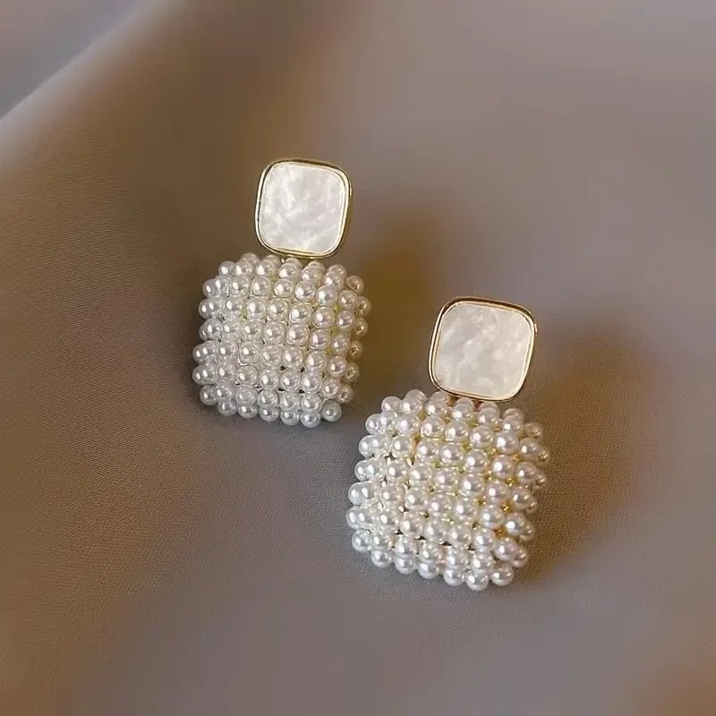 Pearl Cluster Drop Earrings