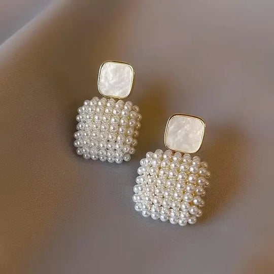 Pearl Cluster Drop Earrings