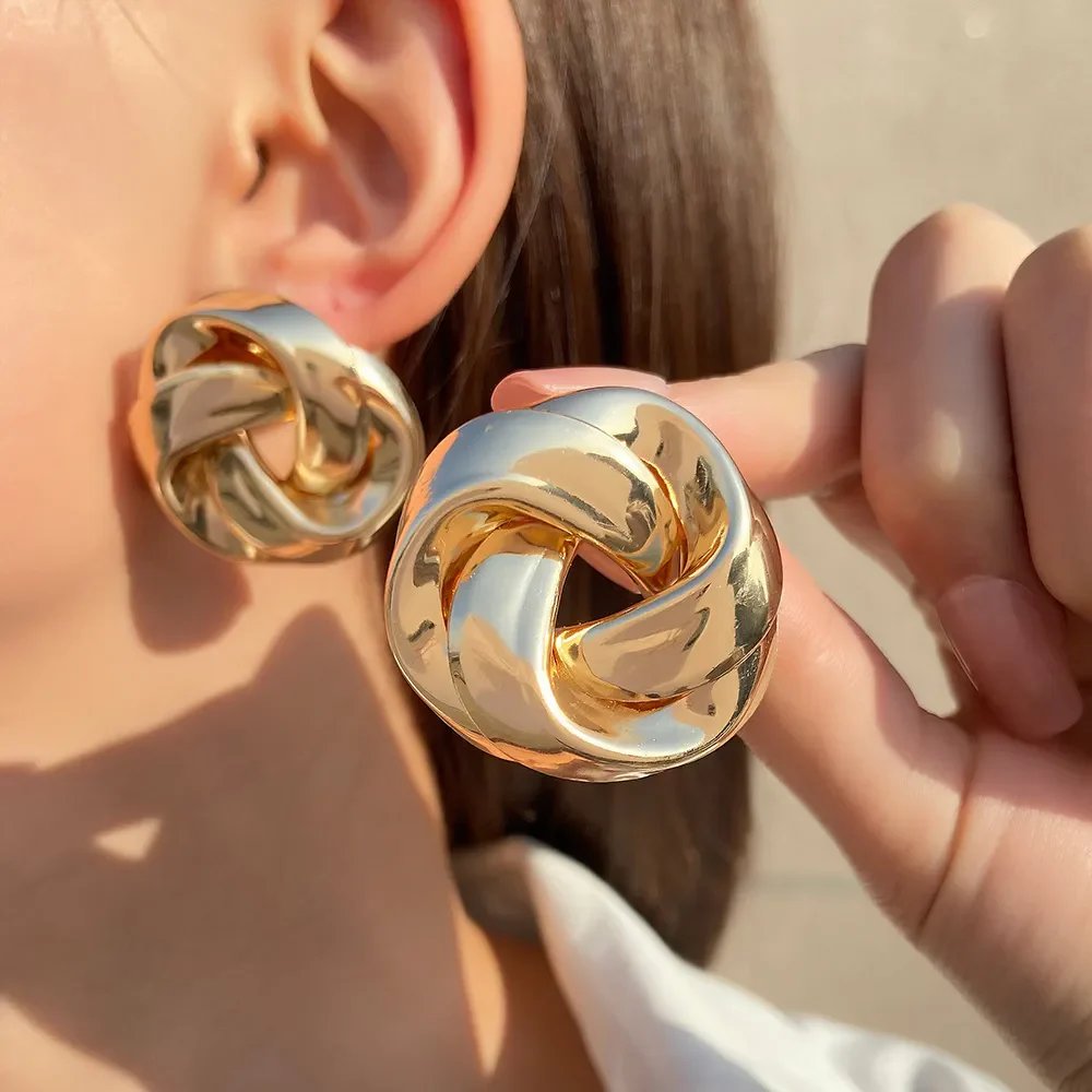 Chunky Twisted Metal Stud Earrings