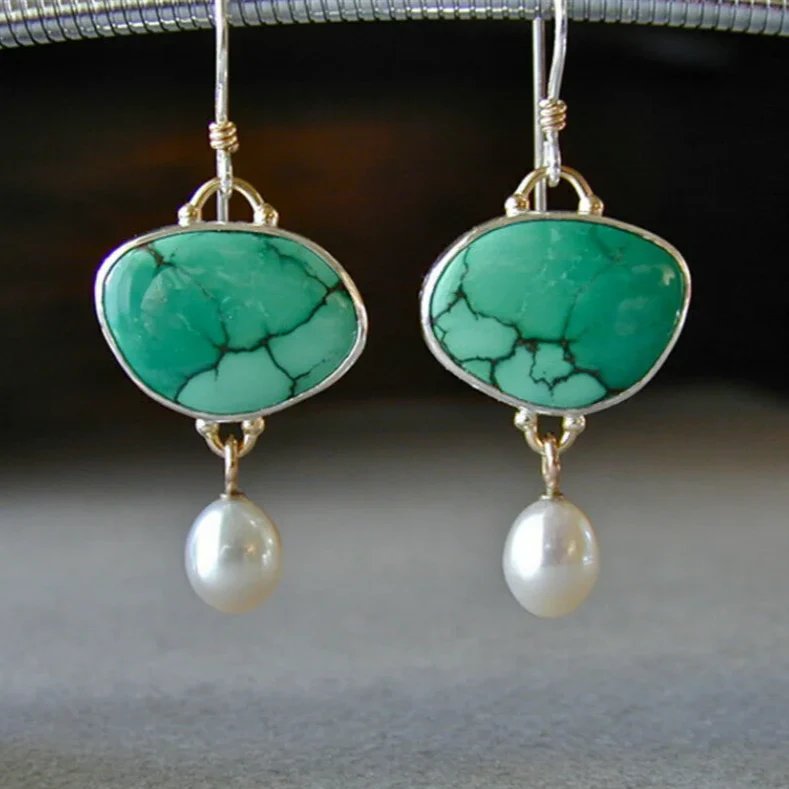 Turquoise Pearl Drop Earrings
