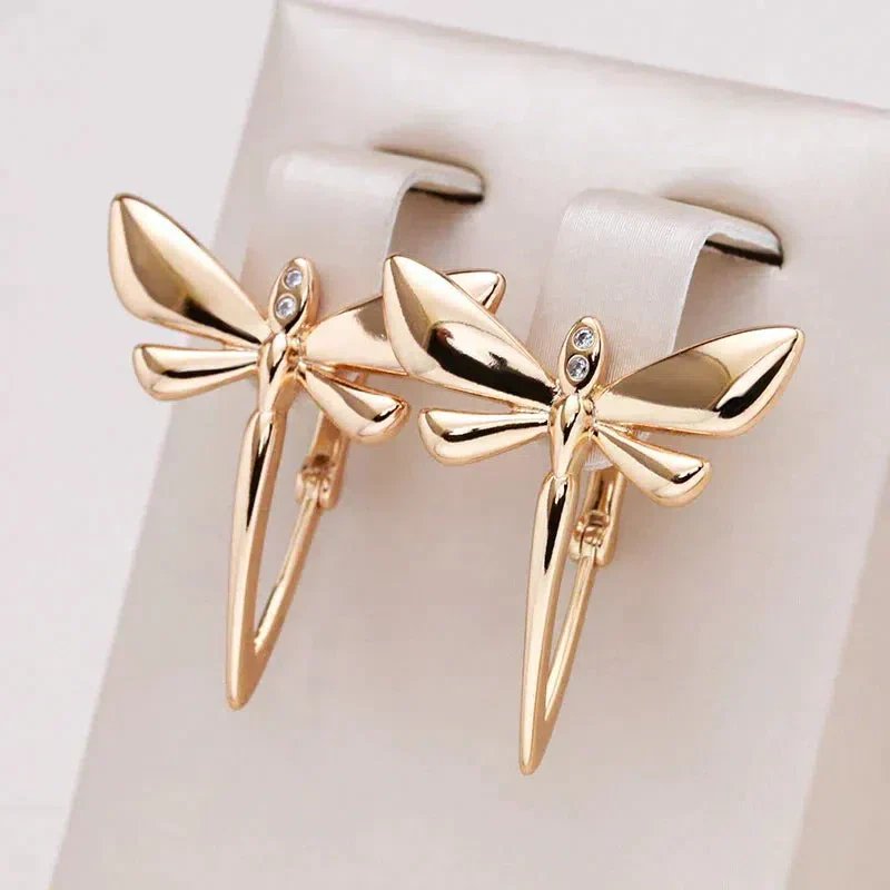 Polished Gold Dragonfly Hoop Earrings
