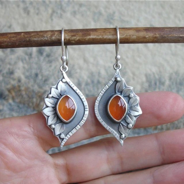 Sterling Silver Leaf Design Dangle Earrings