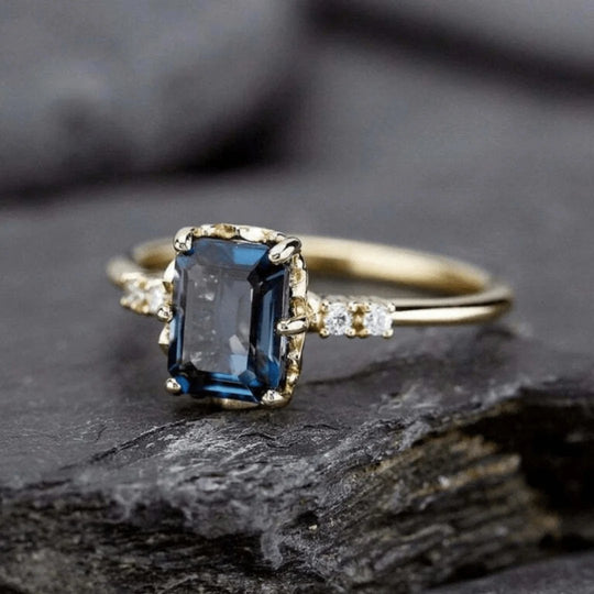 Emerald-Cut Prong-Set Gold Ring