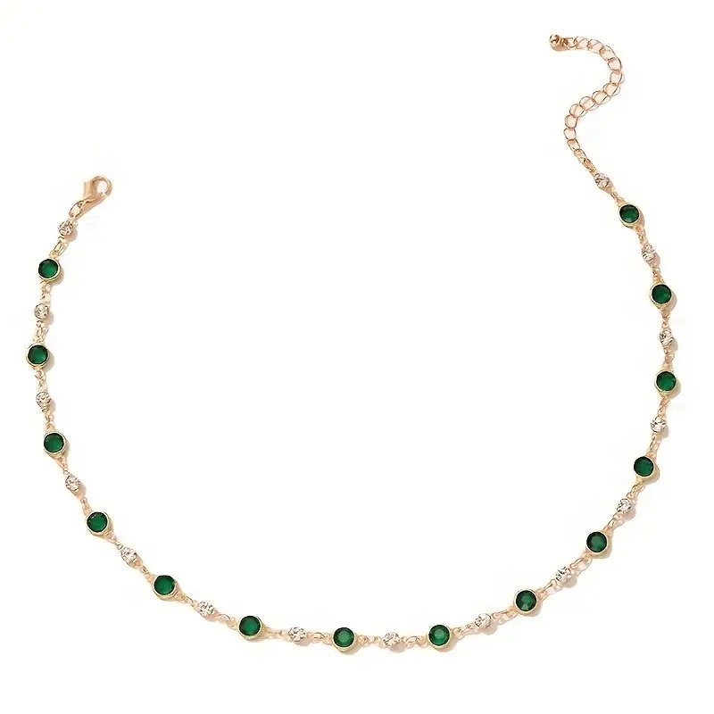 Gold-Plated Bezel-Set Station Necklace