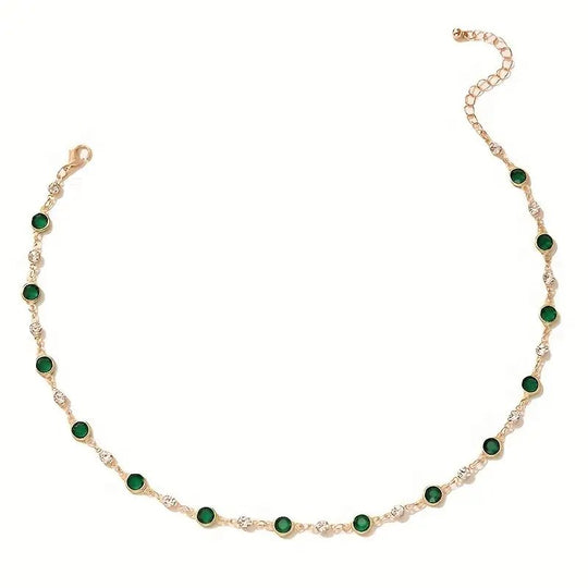 Gold-Plated Bezel-Set Station Necklace