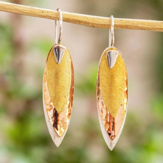Two-Tone Metallic Drop Earrings