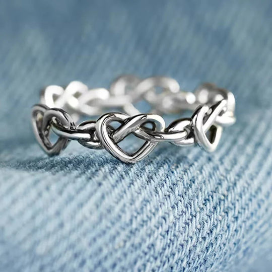 Sterling Silver Interlocked Heart Ring
